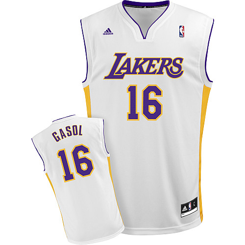  NBA Los Angeles Lakers 16 Pau Gasol New Revolution 30 Swingman White Jersey